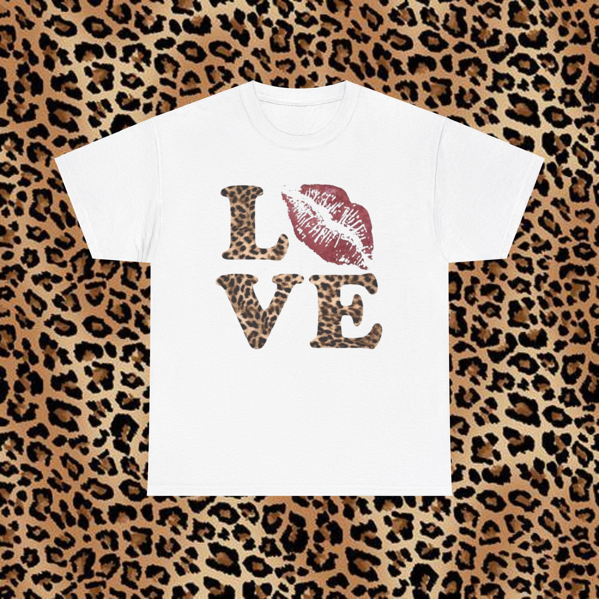 Y2K 2000s Leopard Cheeta Love Kiss Tee - Etsy Y2K 2000s Leopard Cheeta Love Kiss Tee - Etsy