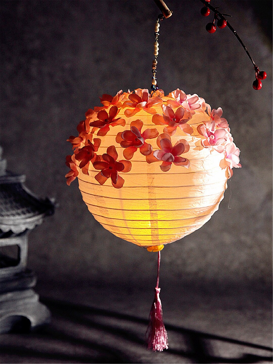 12 Flower Paper Lantern Foldable Ppetal Paper Lantern Etsy