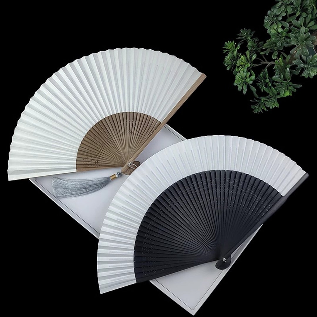 Minimalism Hand Paper Fan Blank Paper Bamboo Folding Fan Etsy