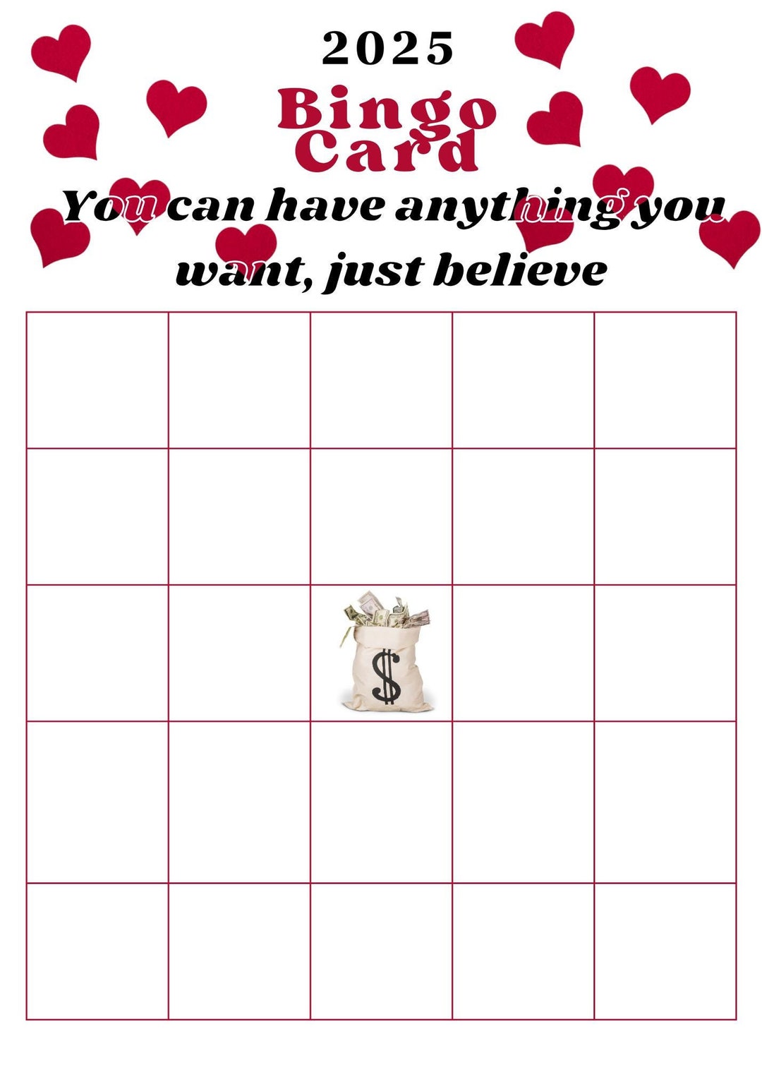 2025 Bingo Card - Etsy