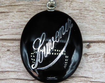 Vintage Souvenir Glass Locket & Sterling Silver Bail