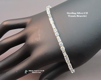 Vintage DQ CZ Sterling Silver Tennis Bracelet