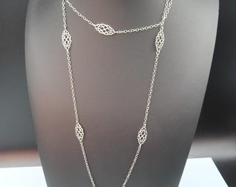 Vintage Sterling Silver Celtic Knot Chain Necklace Ireland
