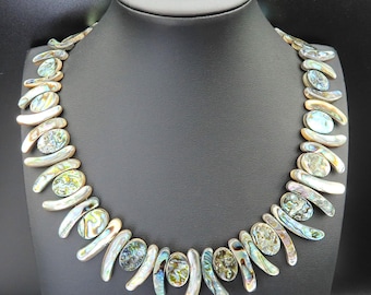 Abalone Shell Statement Necklace 18"