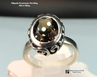 Silpada Smokey Quartz Solitaire Ring with Bonus Ring
