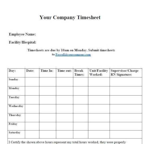 Home Nurse Timesheet Etsy Australia
