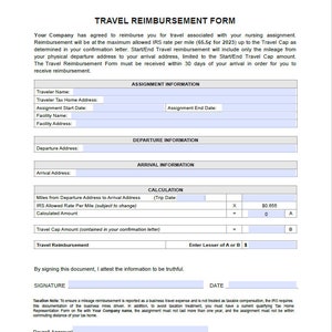 Travel Reimbursement Form Template