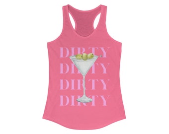 Pink Dirty Martini Tank Top: Vintage Cocktail Racerback, Mother's Day Gift, Bachelorette, Summer Tank