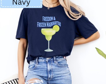 Freedom & Frozen Margarita T-Shirt | Margarita Cocktail Tee | Fourth of July | Memorial Day | Labor Day | Independence Day