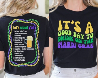 Mardi Gras Bar Crawl Shirt | It&#39;s a Good Day to Drink on the Mardi Gras | Cruise Shirt | Vacation Shirt| Beer Mug | Retro