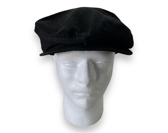 Vintage Panama Jack Newsboy Flat Cap Hat Black Mens Size X-Large Beach Golf