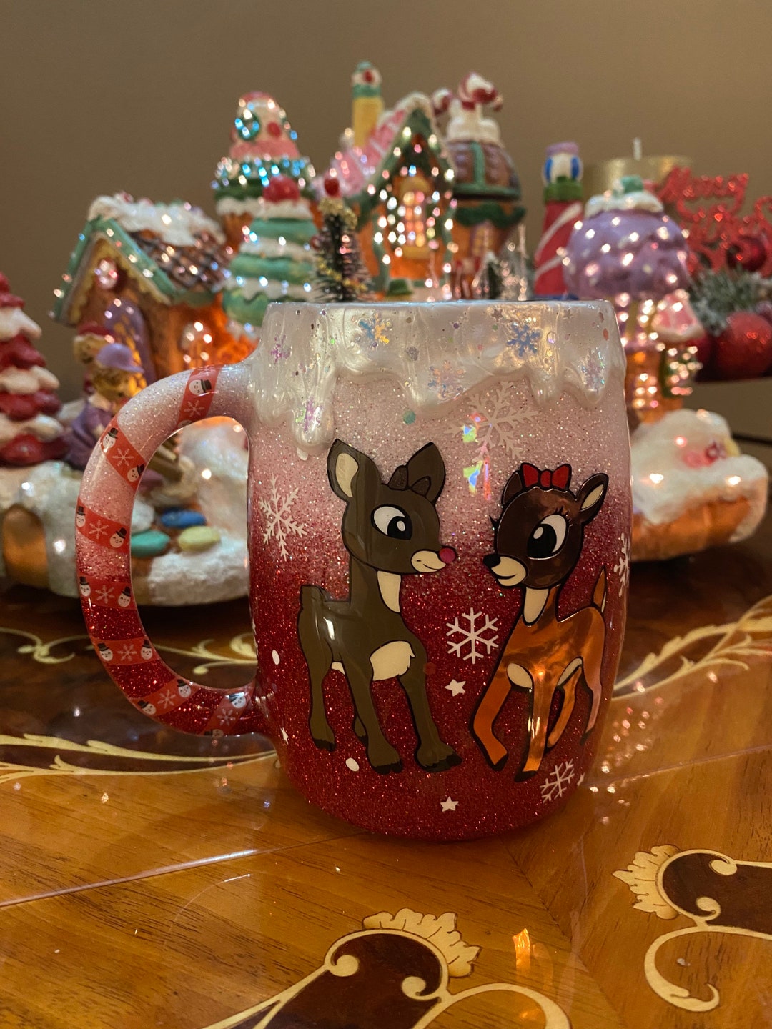 Rudolph Glitter Mug - Etsy