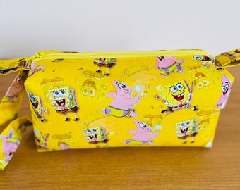 Handgemaakt doosje met rits: designer katoenen make-uptasje [9”(l) x 81/4”(h) x 3”(b)]