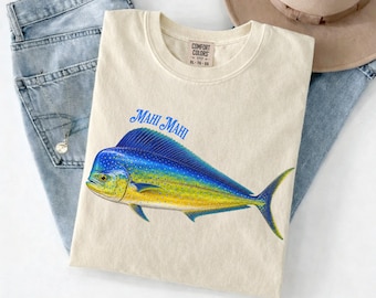 Camiseta con estampado de Mahi Mahi / Ilustración de pez tropical / Camiseta de verano / Camiseta de regalo / Camiseta de pesca en alta mar / Camiseta de regalo para amantes del océano
