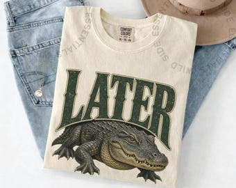 Camiseta con estampado de cocodrilo / Camiseta divertida con estampado de reptil / Camiseta con humor de animales de pantano / Regalo para amantes de los cocodrilos / Camiseta con estampado de fauna del sur