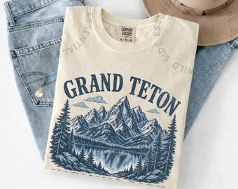 Camiseta del Parque Nacional Grand Teton / Camiseta vintage de montaña de Wyoming / Camiseta retro con estampado de parque nacional / Regalo para excursionistas / Camiseta para actividades al aire libre en contacto con la naturaleza