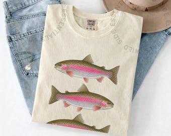 Camiseta de trucha arcoíris / Camiseta con estampado de pesca con mosca / Regalo de pesca de trucha para papá / Camiseta de pescador de agua dulce / Camiseta de regalo para amantes de los peces
