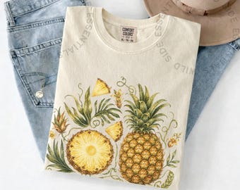 Camiseta vintage de piña / Camiseta botánica de frutas tropicales / Camiseta de piña en acuarela / Regalo de frutas de verano / Camiseta de naturaleza tropical