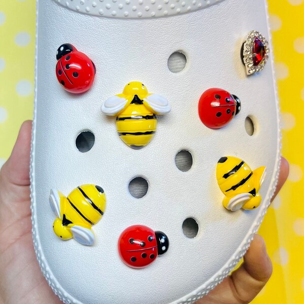 Lady Bug and Bumble Bee Croc Shoe Charms 3D Resin - HANDMADE Shoe Charm