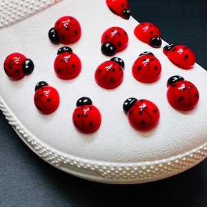 2pcs 4pcs or 6pcs Bundles Ladybug Shoe Charms 3D - HANDMADE Shoe Charms Easter Spring Gifts!