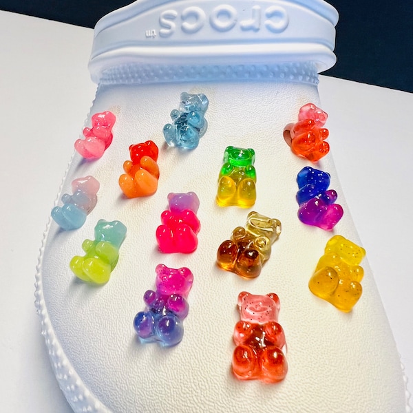 Gummy Bear 3D Resin Candy Croc Charms Handmade - Ombre and Solid Clear - 6pcs BEST PRICE 4.99!