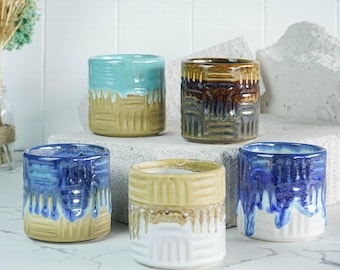 Handmade Pottery Mug, Unique Mug for Gift, Best Christmas Gift, Perfect Mug for Morning Brew, Coffee Mug, Colorful Mug, Unhandle Mug