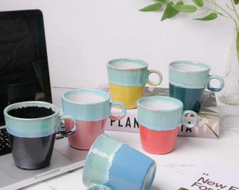 7 oz Handle Handmade Mug, Stoneware Mug With Handle, Stoneware Coffee Mug, Pottery Mug Handmade , Handmade Pottery Mug, Handmade Gift