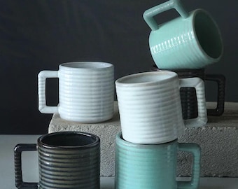 Coffee and Tea Handle Mug, Beautifully Crafted Ceramic Tableware for Daily Use, Perfect for Morning Brews, Rustic Handmade Ceramic Cup