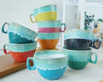 Pottery Handmade Mug, Unique Mug, 7oz Mug, Colorful Mug, Best Gift for Christmas, Perfect for Morning Brew, Personalized Mug, Free Logo Mug