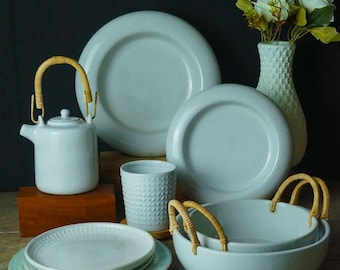 White Dining Set Series - Elegant Handmade Ceramic Tableware for Stylish Dining Experiences, Perfect Housewarming Gift, Home Decor, Crockery