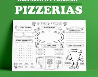 Printable Pizza Activity Placemat: Kids Games, Coloring, Word Search (Instant Download)