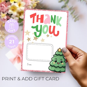 Vale de Navidad Tarjeta de agradecimiento imprimible Presente para maestro Soporte para tarjeta de regalo de agradecimiento Descarga Guardería Guardería Educador Niños de la escuela