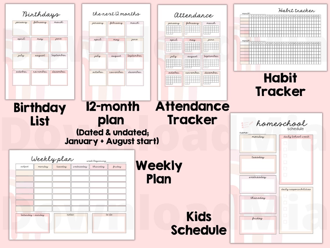 Homeschool Printable Planner 2023 2024 Printable Pink Boho Homeschool ...