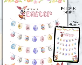 Easter countdown printable, days until Easter, easter advent calendar, advent calendar, countdown to Easter for kids