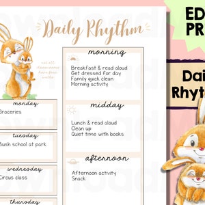 Homeschool Schedule. Neutral kids homeschool planner. Customisable Digital Printable Planner chart. Family home school routine.