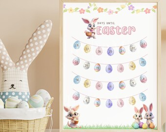 Easter countdown, days until Easter, easter advent calendar, printable advent calendar, countdown to Easter for kids