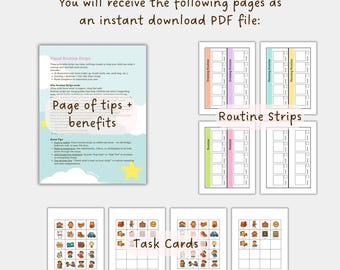 Daily Routine Chart for Kids, Morning Routine, Bedtime Routine, Kids Daily Schedule, Visual Schedule, Daily Responsibilities and chores