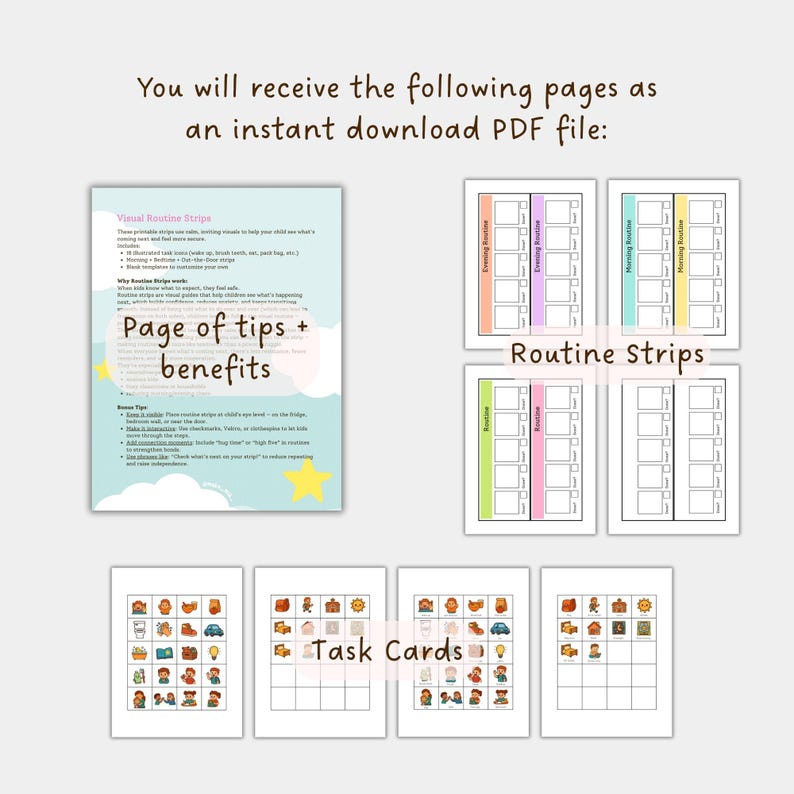 Kids Routine Strips Daily Routine Chart for Kids, Morning Routine, Bedtime Routine, Kids ...