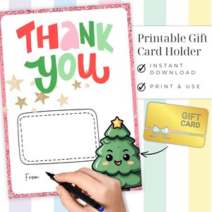 Porta-cartão de presente de Natal para impressão, presente festivo da semana de agradecimento do professor, presentes de agradecimento, escola, crianças, voucher de download digital instantâneo