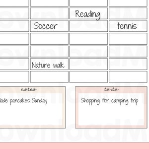 Weekly Schedule Homeschool Kids Plan and To Do List Responsibility Chart for Planning Jobs, Routines and School Work. Homeschool printable image 3