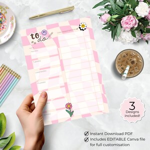 Daily Homeschool Schedule, Printable Responsibility Chart, Kids School Routine, Chore Chart. Editable checklist rainbow for teen tween girls