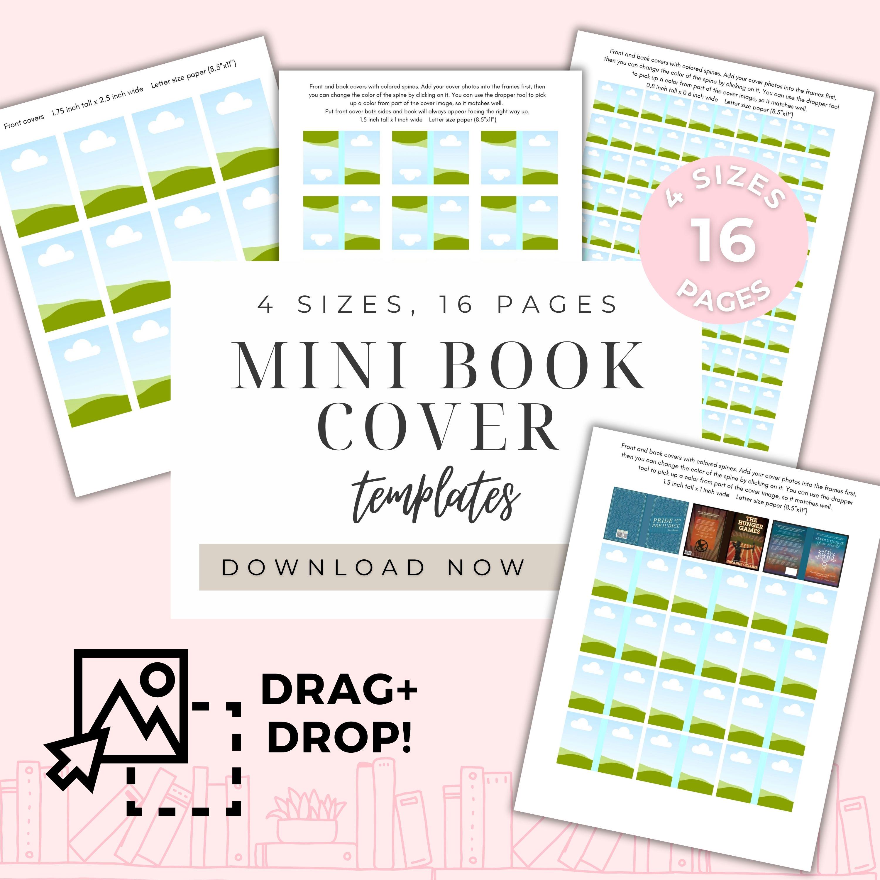 Mini Book Cover Template Editable Printable Canva TBR Book Jar Covers To be read shelved 1:12 Dollhouse miniature books Anxiety Bookshelf