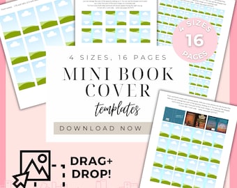 Mini Book Cover Template Editable Printable Canva TBR Book Jar Covers To be read shelved 1:12 Dollhouse miniature books Anxiety Bookshelf