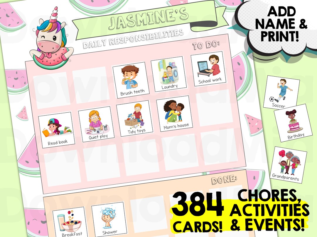 Girl Routine Cards Kids Daily Routine Cards, Routine Chart for Kids, Morning Routine ...