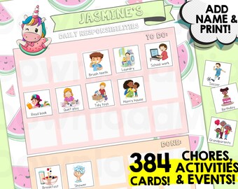 Kids Daily Routine Cards, Routine Chart for Kids, Morning Routine, Bedtime Routine, Kids Daily Schedule, Visual Schedule, Daily Rhythm Girls