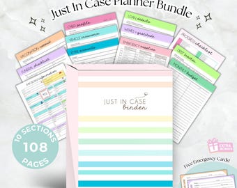 Just In Case Binder, afdrukbare noodplanner invulbaar, What If-mapbundel, einde levensduur plan, gezinsorganisator Afdrukbaar gemoedsrust