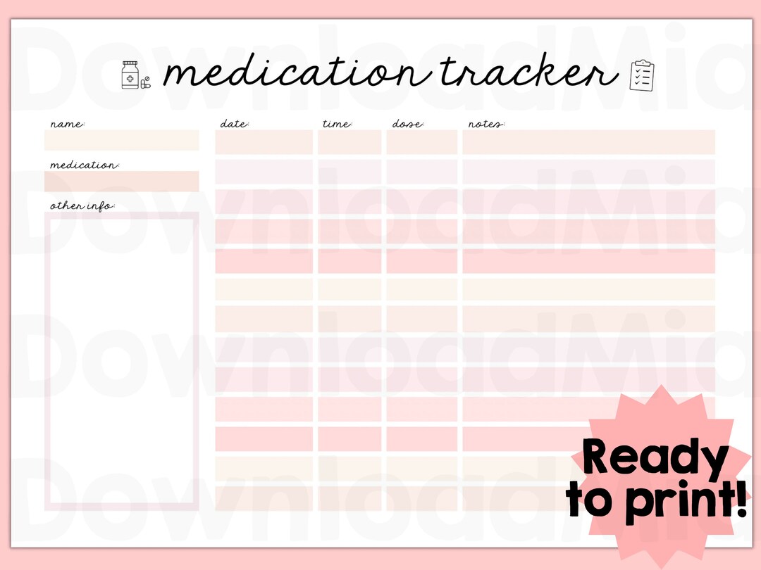 Medication Tracker Chart Record Create a Medicine Schedule. Annotate ...