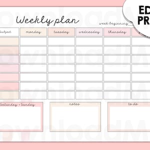 Weekly Schedule Homeschool Kids Plan and To Do List Responsibility Chart for Planning Jobs, Routines and School Work. Homeschool printable image 1