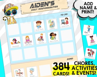 Kids Daily Routine Cards, Routine Chart for Kids, Morning Routine, Bedtime Routine, Kids Daily Schedule, Visual Schedule, Daily Rhythm Boys