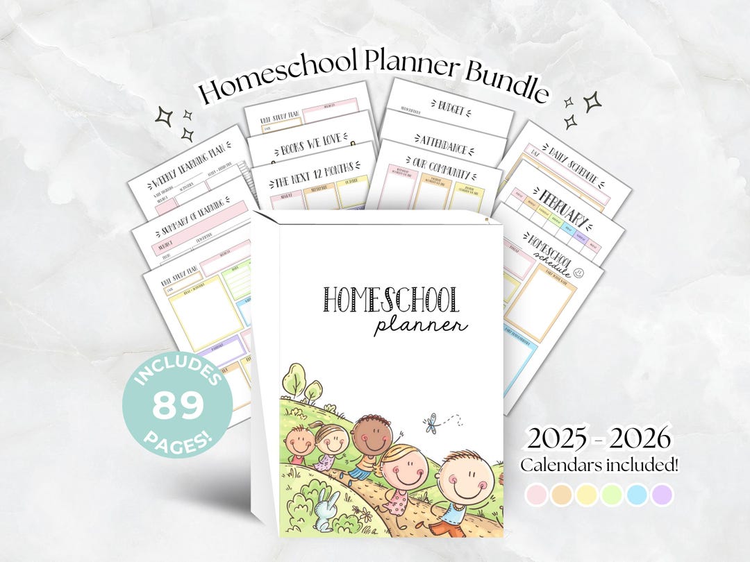 Homeschool Plan 2025 2026 Printable Planner PDF Rainbow Home School ...